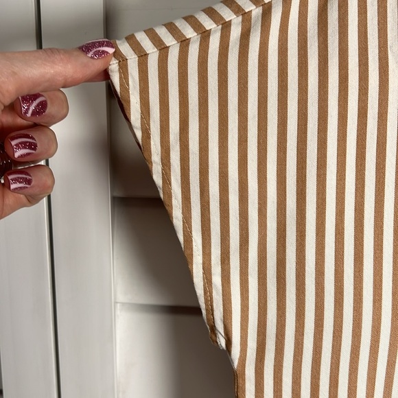 Madewell Striped Button Back Easy V-Neck Dress Size XXS Stripe Earthen Clay - Picture 7 of 11